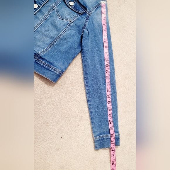 Wax Jean Trucker Denim Jacket Womens Size Medium Stretch Cropped Medium Wash - Picture 8 of 12
